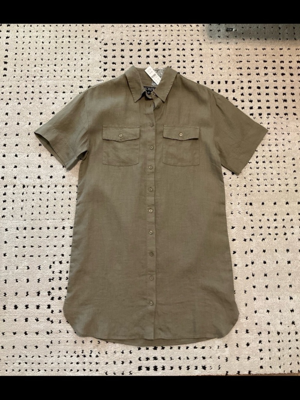 J. Crew olive linen short sleeved shirtdress, XS, NWT! - Picture 2 of 8